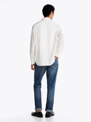 white relaxed fit twill shirt for men tommy hilfiger