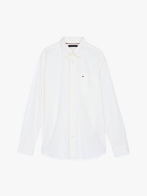 white relaxed fit twill shirt for men tommy hilfiger