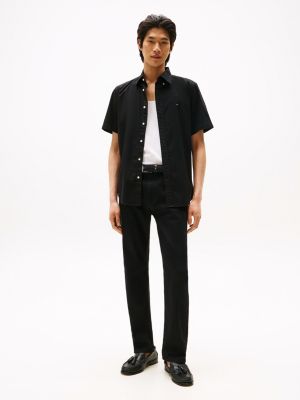 schwarz th flex regular fit kurzarmhemd für herren - tommy hilfiger