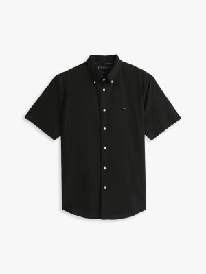 black regular fit short sleeve shirt for men tommy hilfiger