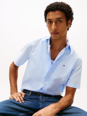 blau th flex regular fit kurzarmhemd für herren - tommy hilfiger