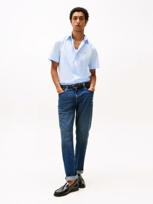 blau th flex regular fit kurzarmhemd für herren - tommy hilfiger