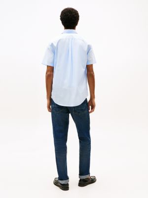 blau regular fit kurzarm-hemd für herren - tommy hilfiger