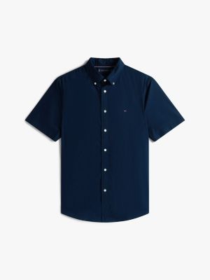 blue regular fit short sleeve shirt for men tommy hilfiger