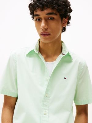 chemise coupe standard à manches courtes vert pour hommes tommy hilfiger