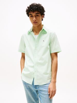 green regular fit short sleeve shirt for men tommy hilfiger