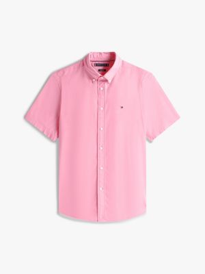 pink regular fit short sleeve shirt for men tommy hilfiger