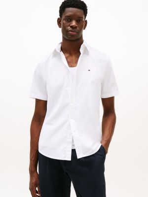 white regular fit kurzarm-hemd für herren - tommy hilfiger