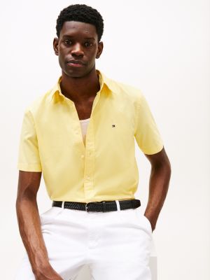 yellow regular fit short sleeve shirt for men tommy hilfiger