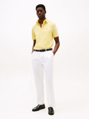 yellow th flex regular short sleeve shirt for men tommy hilfiger