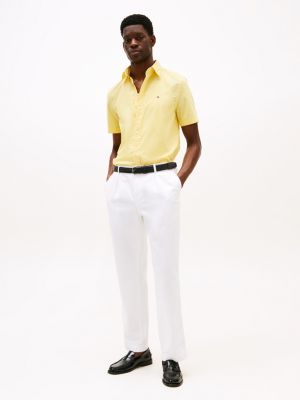 yellow regular fit short sleeve shirt for men tommy hilfiger