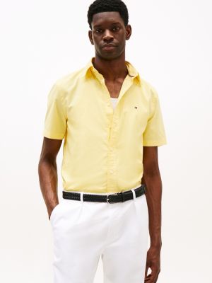 camicia regular fit a maniche corte yellow da uomini tommy hilfiger