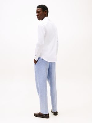 weiß smart casual slim fit twill-hemd für herren - tommy hilfiger