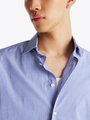 camicia smart casual th flex regular fit blu da uomini tommy hilfiger