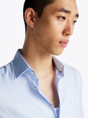 chemise coupe standard smart casual th flex bleu pour hommes tommy hilfiger