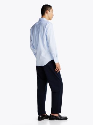 blauw smart casual regular overhemd met th flex voor heren - tommy hilfiger