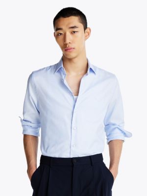 blue smart casual regular overhemd met th flex voor heren - tommy hilfiger