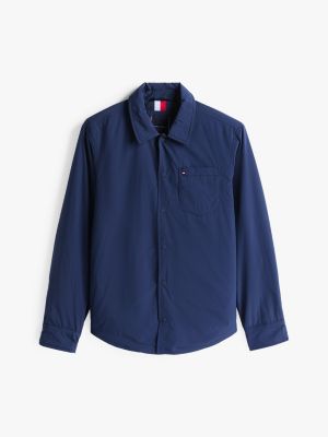 blue packable shirt jacket for men tommy hilfiger