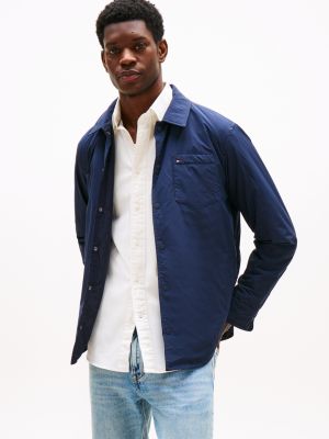 blue packable shirt jacket for men tommy hilfiger