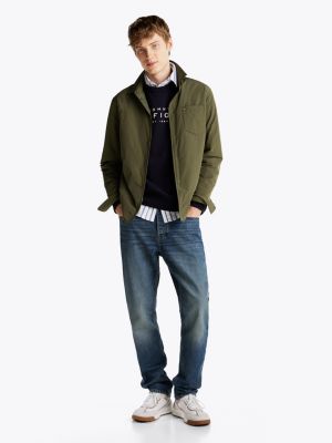 giacca stile camicia ripiegabile verde da uomini tommy hilfiger