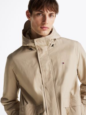 beige verstaubare relaxed fit jacke für herren - tommy hilfiger