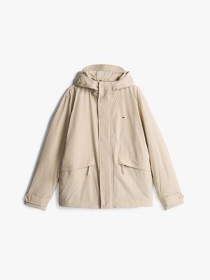 beige verstaubare relaxed fit jacke für herren - tommy hilfiger