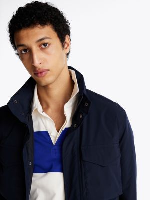 blue water repellent packable field jacket for men tommy hilfiger