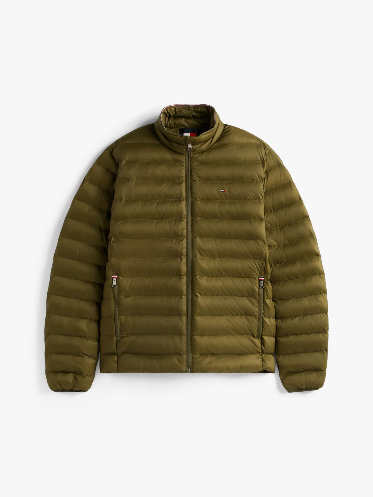 Flag Embroidery Packable Quilted Jacket — Green