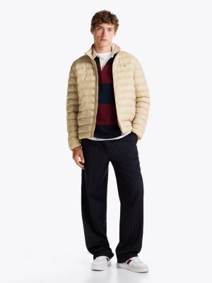 khaki verstaubare, wattierte relaxed fit jacke für herren - tommy hilfiger