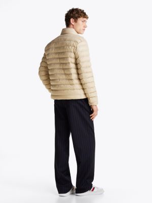 khaki verstaubare, wattierte relaxed fit jacke für herren - tommy hilfiger