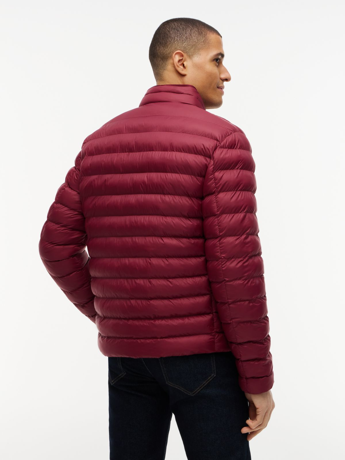Flag Embroidery Packable Quilted Jacket — Red