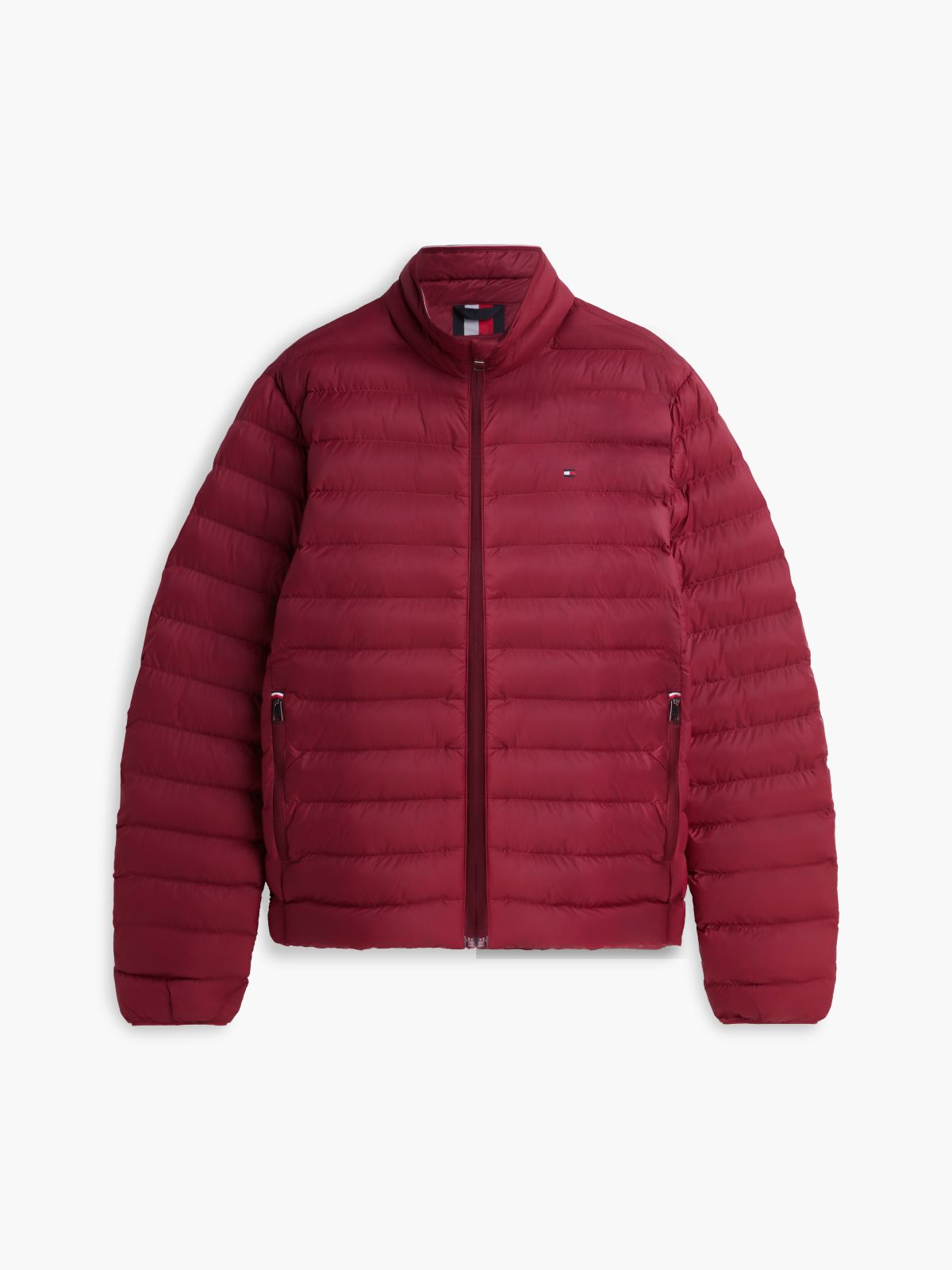 Flag Embroidery Packable Quilted Jacket — Red