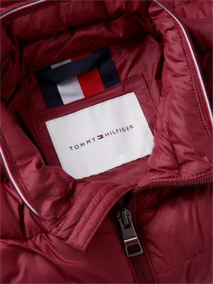 violett verstaubare stepp-jacke mit flag-stickerei für herren - tommy hilfiger