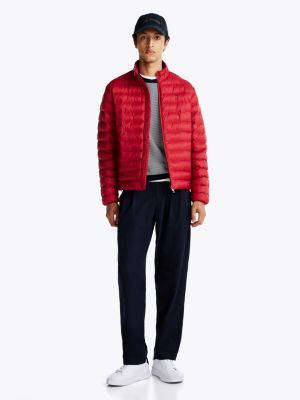 chaqueta acolchada plegable roja de hombres tommy hilfiger