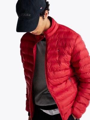 chaqueta acolchada plegable roja de hombres tommy hilfiger