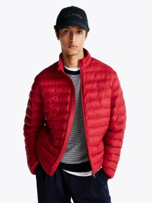 red relaxed packable padded jacket for men tommy hilfiger