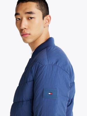 blue padded relaxed bomber jacket for men tommy hilfiger