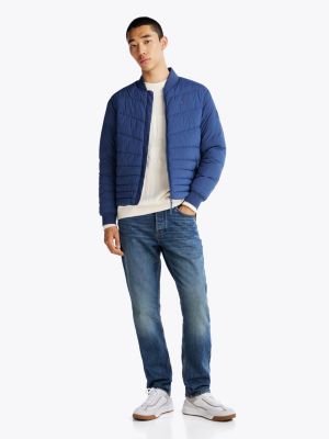 blue padded relaxed bomber jacket for men tommy hilfiger