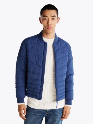 blue luźna ocieplana kurtka bomber dla mężczyźni - tommy hilfiger