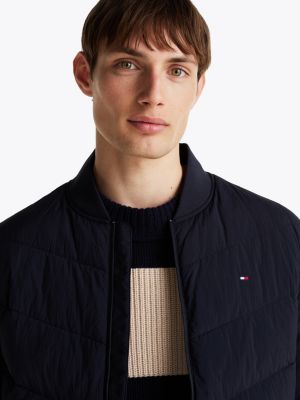 blue padded relaxed bomber jacket for men tommy hilfiger