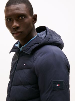 blau wasserabweisende relaxed fit steppjacke für herren - tommy hilfiger