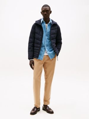 blue water repellent quilted relaxed jacket for men tommy hilfiger