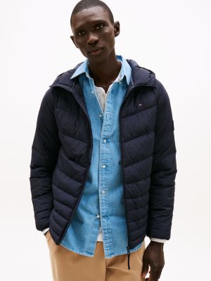 blue water repellent quilted relaxed jacket for men tommy hilfiger