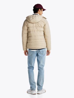 beige water repellent quilted relaxed jacket for men tommy hilfiger