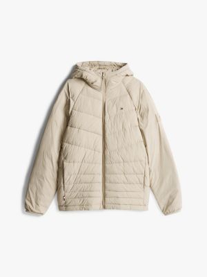 beige water repellent quilted relaxed jacket for men tommy hilfiger