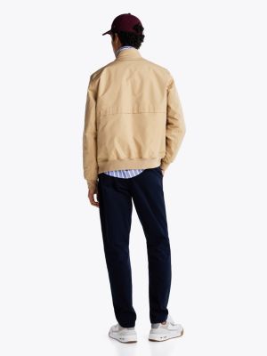 beige relaxed harrington jacket for men tommy hilfiger