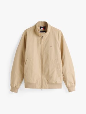 beige relaxed harrington jacket for men tommy hilfiger