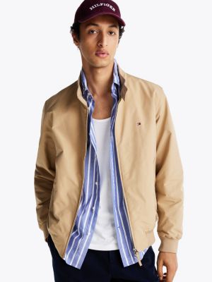 beige relaxed fit harrington jack voor heren - tommy hilfiger