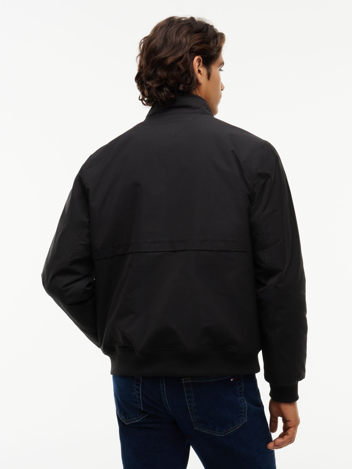 Flag Embroidery Zip-Thru Harrington Jacket — Black