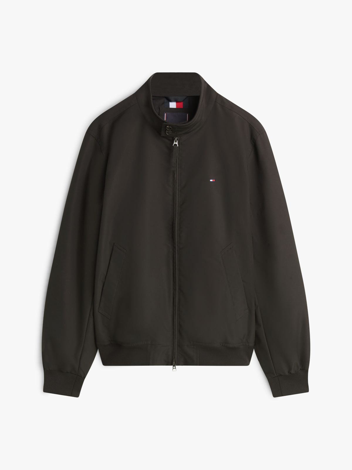 Flag Embroidery Zip-Thru Harrington Jacket — Black